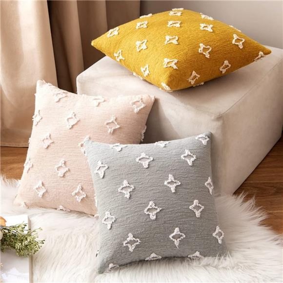 Set of 2 Decorative Throw Pillow Covers Jacquard Pillowcase Square Cushion Case - Picture 2 of 6